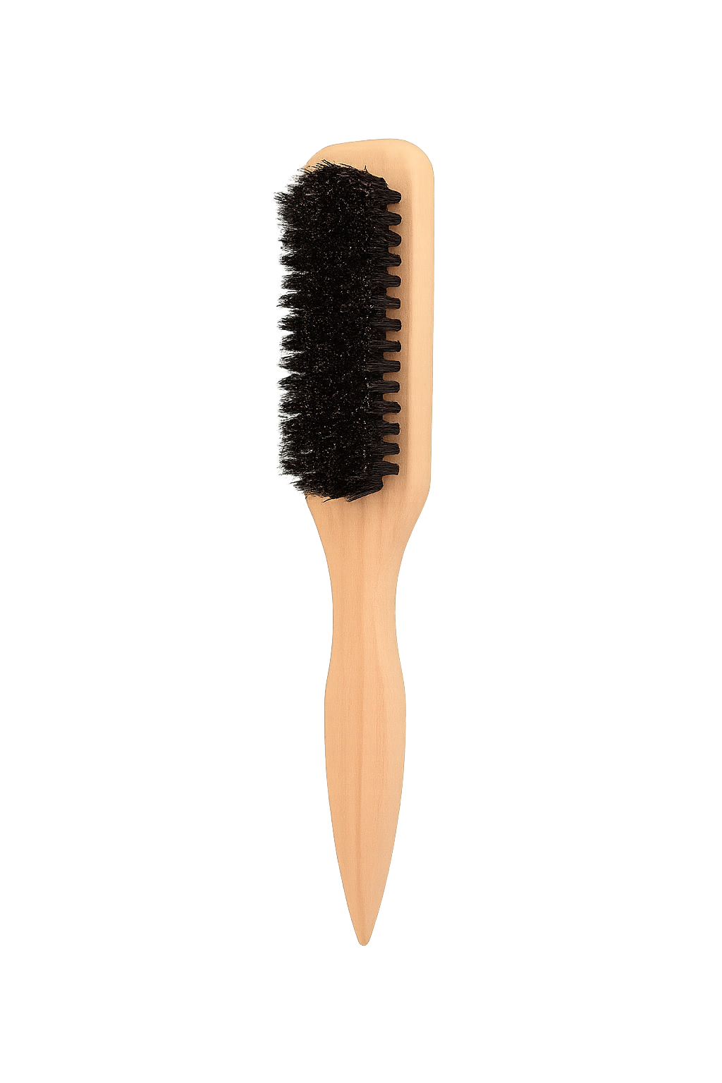 Natural Beech Wood Hair Brush with Handle for Edge and Back Combing and Styling