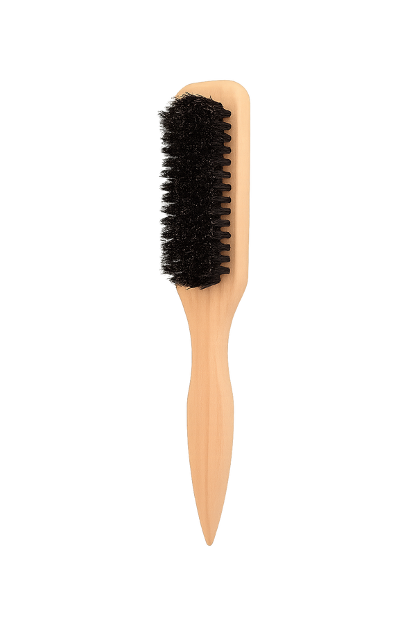 Natural Beech Wood Hair Brush with Handle for Edge and Back Combing and Styling